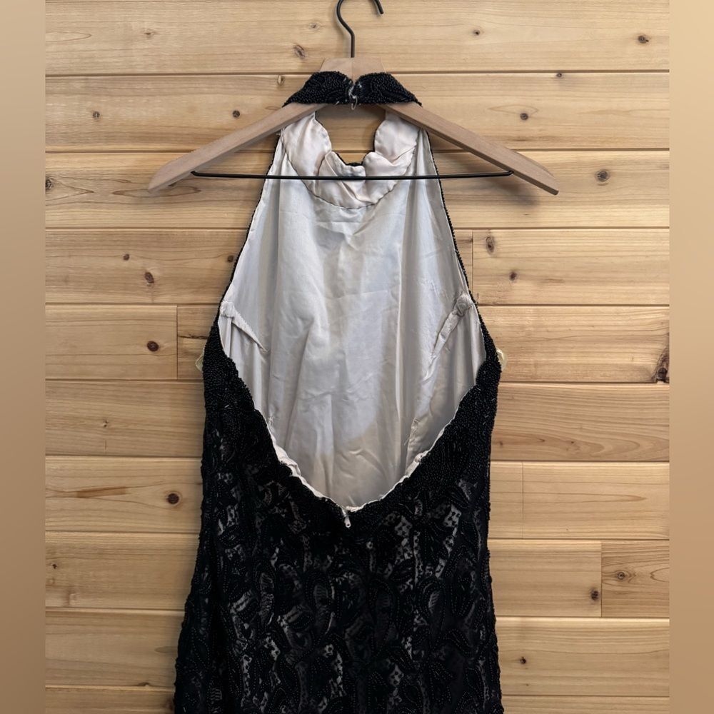 Vintage Stenay Size Small Beaded High Halter Scalloped Neckline Fancy Prom Gown - Picture 7 of 14